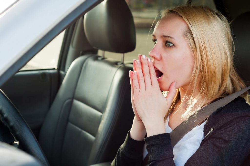 Shocked Woman Involved in Lane-Change Car Crash, Hands to Her Agape Mouth, She Stares at the Carnage
