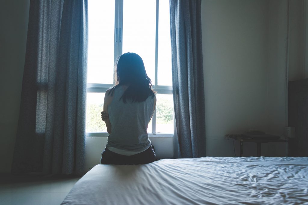 Young Girl Waiting in Hotel Chain or Truck Stops